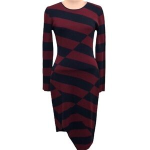 Slate & Willow Striped Asymmetrical Hem Sweaterdress Sweater Dress Size Large